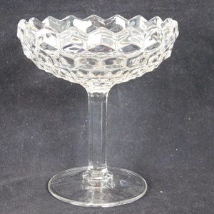 Fostoria American Clear Pedestal Compote 6" tall 5.5" wide NO LID Vintage